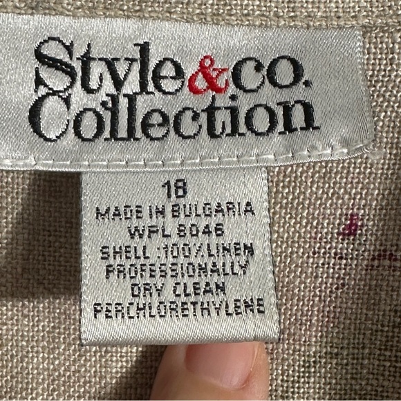 Style & Co. 100% linen floral shirt, size 18, button front, summer, breathable - Picture 2 of 9